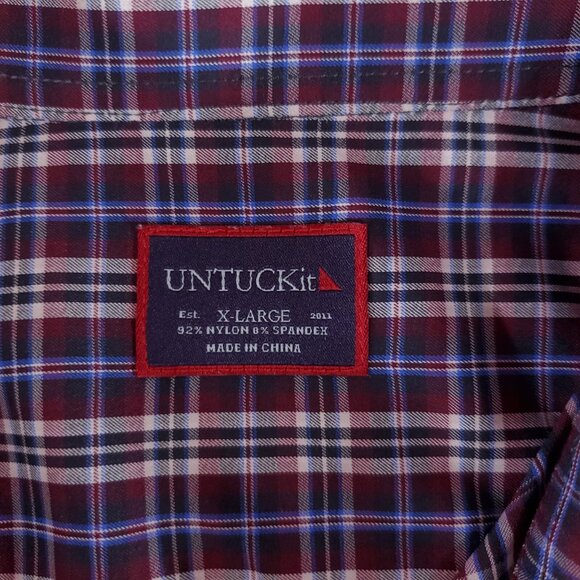 UNTUCKit Mens Size XL Millbrook Plaid Long Sleeve Button Up Performance Shirt - Picture 12 of 16